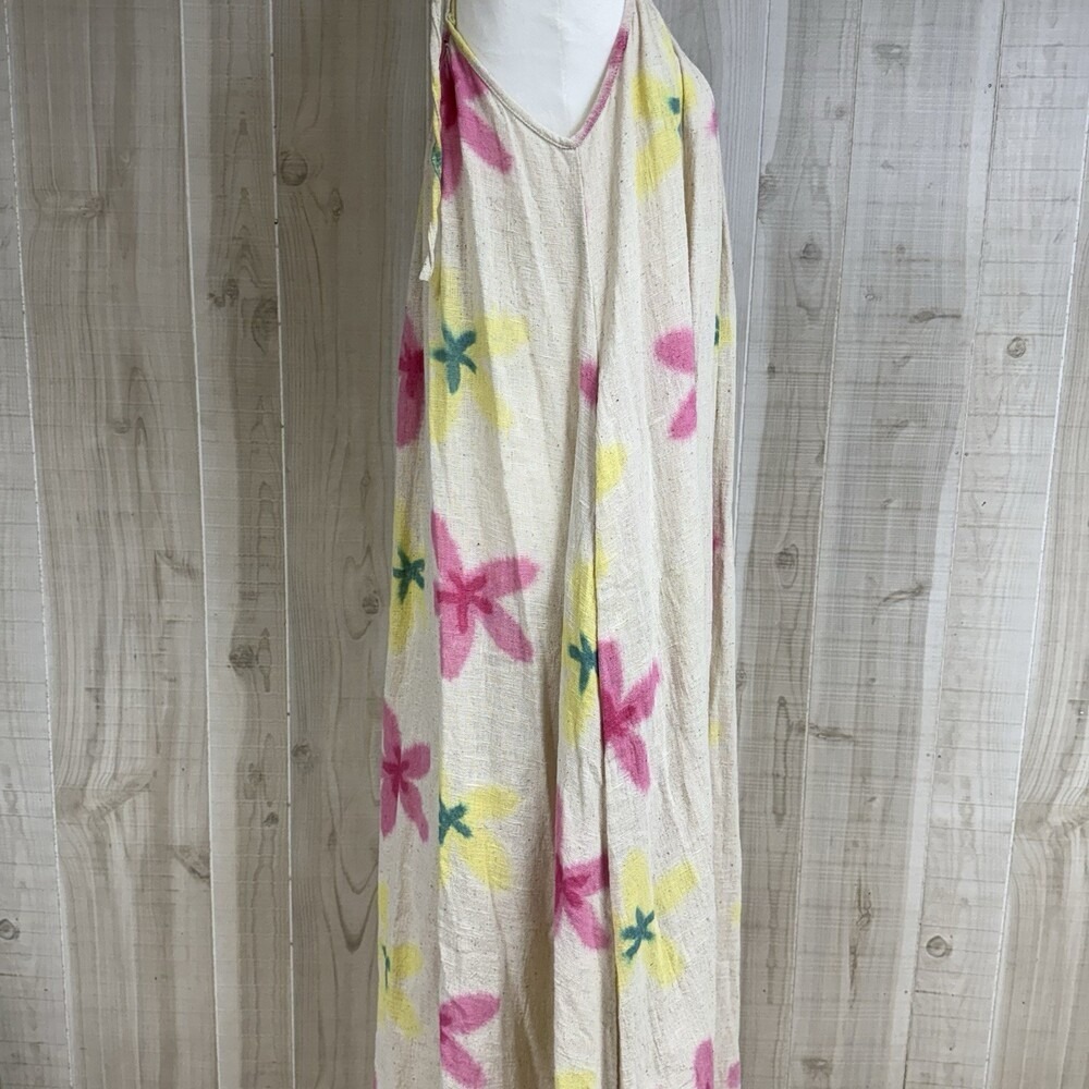 NWT Charlie Joe Maxi Sundress Beach Floral Boho Linen Cotton Boutique Wear - Picture 3 of 14
